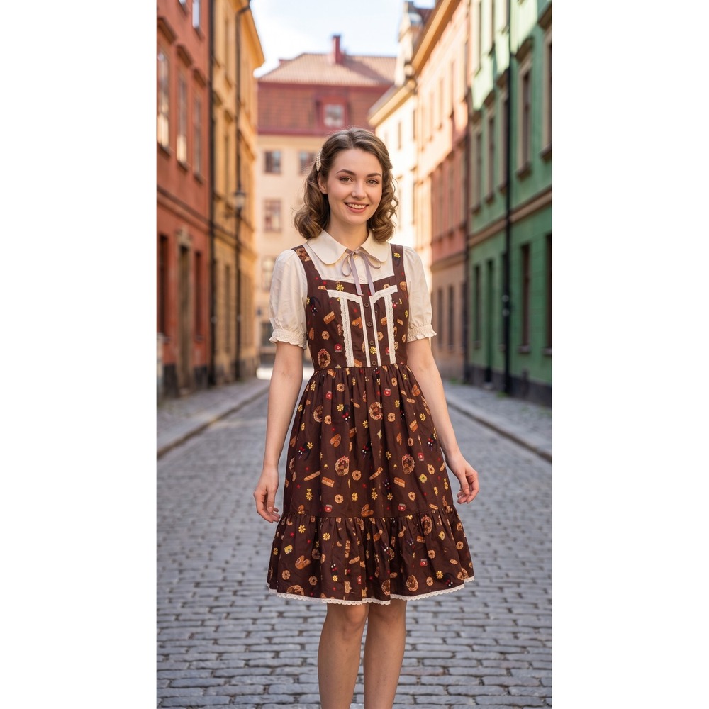 Her Universe Studio Ghibli Kiki's Delivery Service Brown Retro Dress Sz L Whimsy